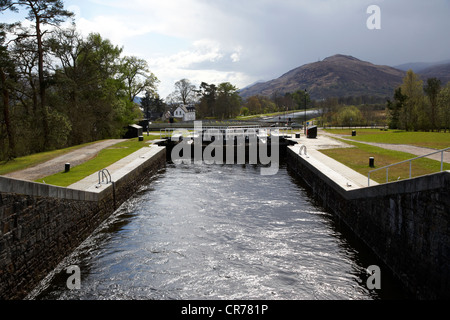 Neptunes Treppe Reihe von Schleusen auf dem Caledonian Canal in der Nähe von Fort William Hochland Schottland, Vereinigtes Königreich Stockfoto