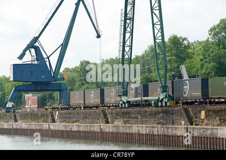 Eisenbahn-Container Fracht-terminal Niehl, Köln Stockfoto