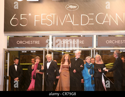 Jean-Louis Trintignant, Isabelle Huppert, Regisseur Michael Haneke, Emmanuelle Riva, Susanne Haneke, Cannes Film Festival 2012 Stockfoto