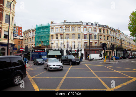 Earls Crt Rd in Old Brompton Road Box Junction - Earls Court - London UK Stockfoto
