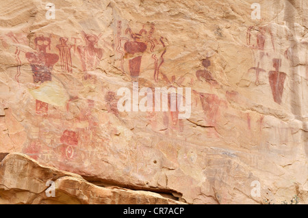 USA, Utah, Kunst auf Felsen am Sego Canyon Petroglyphen Stockfoto