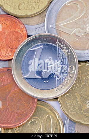 Euro-Münzen, Kleingeld, hartes Geld Stockfoto