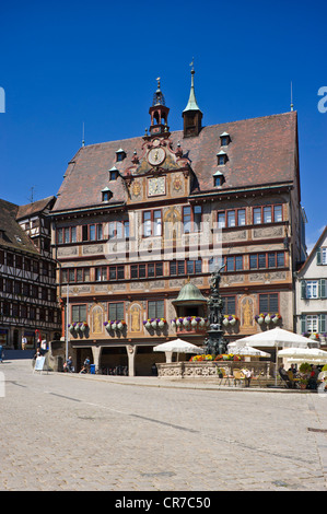 Marktplatz mit Rathaus, Tübingen, Schwäbische Alb, Baden-Württemberg, Deutschland, Europa Stockfoto