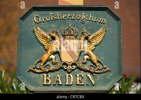 Wappen des Großherzogtums Baden, Neckarzimmern, Neckar, Baden-Württemberg, Deutschland, Europa Stockfoto