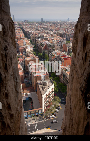 Luftaufnahme von den Türmen der Sagrada Familia in Barcelona, Katalonien, Spanien, Europa Stockfoto