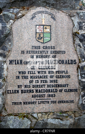 Massaker von glencoe Memorial Highlands schottland großbritannien mcian Chef Die Macdonalds Stockfoto