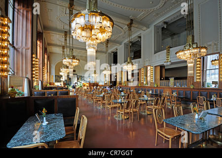 Cafe, Jugendstil, im Gemeindehaus, Obecni Dum, Prag, Böhmen, Tschechische Republik, Europa Stockfoto