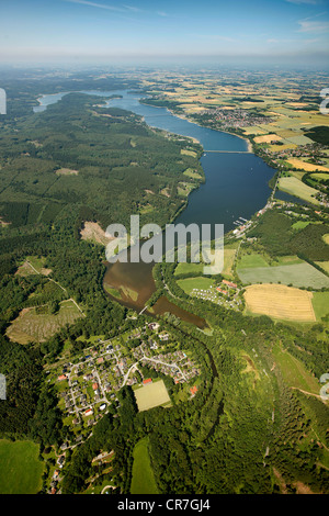 Moehne Damm, Reservoir, Luftaufnahme, Moehnesee See, Sauerland, Nordrhein-Westfalen, Deutschland, Europa Stockfoto