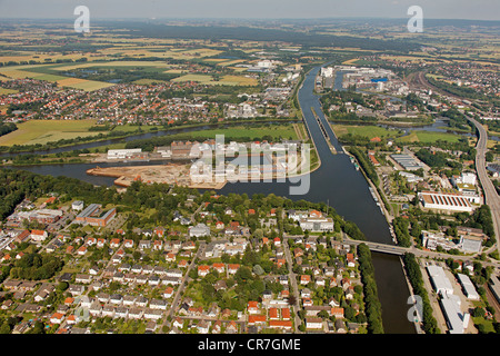 Luftbild, Weser gelegen, Minden, Minden-Lübbecke, Nordrhein-Westfalen, Deutschland, Europa Stockfoto