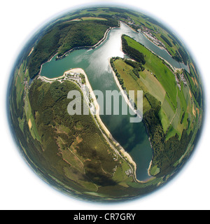 Luftbild, fisheye Perspektive, Naturpark Diemelsee, Nationalpark, Buchenwälder, UNESCO-Weltkulturerbe Stockfoto