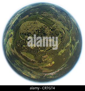 Luftbild, fisheye Perspektive, Naturpark Diemelsee, Nationalpark, Buchenwald, UNESCO-Weltkulturerbe Stockfoto