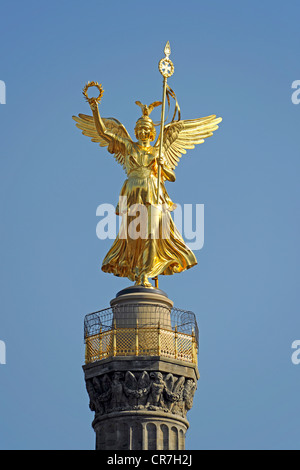 Victoria renoviert mit Blattgold auf die Siegessaeule Siegessäule in Berlin, Deutschland, Europa Stockfoto