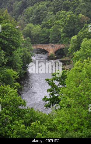 Ein Blick auf den Fluss Dee mit einer Brücke North Wales UK Stockfoto