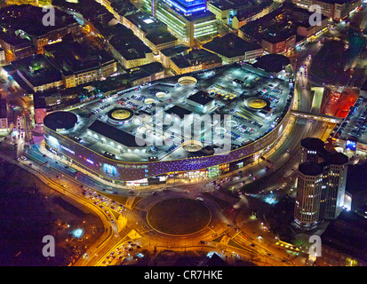 Luftaufnahme, Limbecker Platz Quadratmeter in der Nacht, Einkaufszentrum, ECE bei Nacht, Essen, Ruhrgebiet, Nordrhein-Westfalen Stockfoto