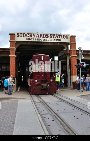 Grapevine Eisenbahn Haltestelle Stockyards Station, Fort Worth, Texas, USA Stockfoto