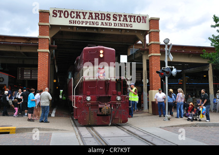 Grapevine Eisenbahn Haltestelle Stockyards Station, Fort Worth, Texas, USA Stockfoto