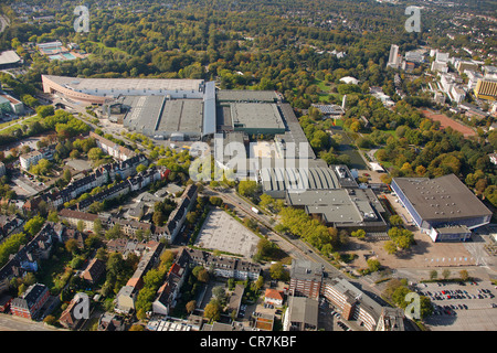 Luftaufnahme, Grugapark mit Essener Messegelände, Essen, Ruhrgebiet, Nordrhein-Westfalen, Deutschland, Europa Stockfoto