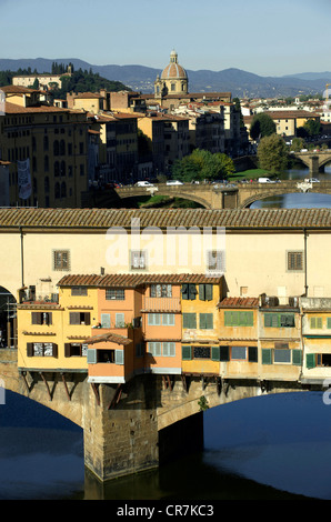 Italien, Toskana, Florenz, historische Zentrum UNESCO-Welterbe, Ponte Vecchio am Fluss Arno Stockfoto