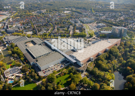 Luftaufnahme, Grugapark mit Essener Messegelände, Essen, Ruhrgebiet, Nordrhein-Westfalen, Deutschland, Europa Stockfoto