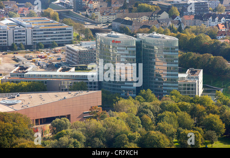 Luftaufnahme, E.ON, der EON-Ruhrgas-Hauptbüro, Essen, Ruhr und Umgebung, Nordrhein-Westfalen, Deutschland, Europa Stockfoto