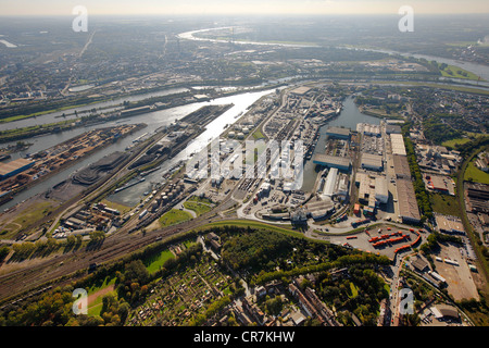 Luftaufnahme, Hafen Duisburg, Duisport, Containerhafen, Kohle dock, Ruhr, Rhein, Ruhrort Viertel, Duisburg, Ruhrgebiet Stockfoto