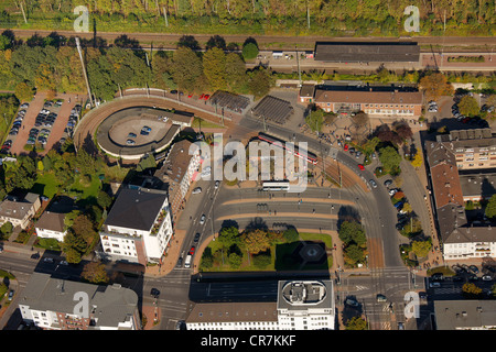 Luftaufnahme, Hauptbahnhof Dinslaken, Ruhrgebiet, Nordrhein-Westfalen, Deutschland, Europa Stockfoto