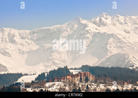 Frankreich, Isere, Massif de Belledonne, Prapoutel, Les 7 Laux-Skigebiet Stockfoto