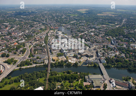 Luftaufnahme, Wiederaufbau im Zentrum Stadt, Ruhrbania Projekt, Mülheim an der Ruhr, Ruhrgebiet, Nordrhein-Westfalen Stockfoto