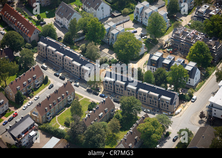 Luftbild, komplexe, passive Wohnhäuser, Hattinger Suedstadt District, Hattinger Wohnungsbaugesellschaft Gehäuse Stockfoto