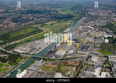 Luftbild, Oelmuehle Broekelmann Ölmühle, Hafen, Datteln-Hamm-Kanal, Hamm, Ruhrgebiet, Nordrhein-Westfalen Stockfoto