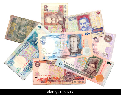 Historische Banknoten, ukrainische Hrywen 1994-2004 Stockfoto