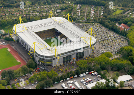 Antenne zu sehen, Westfalenstadion Fußball Stadion Signal Iduna Park, Dortmund, Ruhr und Umgebung, Nordrhein-Westfalen, Deutschland, Europa Stockfoto