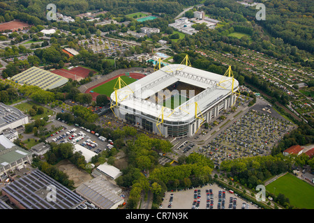 Antenne zu sehen, Westfalenstadion Fußball Stadion Signal Iduna Park, Dortmund, Ruhr und Umgebung, Nordrhein-Westfalen, Deutschland, Europa Stockfoto