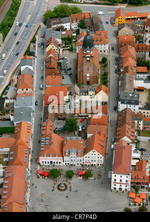 Luftbild, Marienkirche Kirche, Neuer Markt Platz, Warener, Landkreis Müritz, Mecklenburg-Western Pomerania, Deutschland, Europa