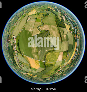 Luftaufnahme, fisheye erschossen, Lippstadt, Lippetal Tal, Ostwestfalen, Nordrhein-Westfalen, Deutschland, Europa Stockfoto