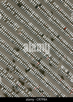 Luftbild, Neuwagen, VW-Werksgelände parken, Volkswagen-Werk, Autostadt, Wolfsburg, Niedersachsen, Deutschland, Europa Stockfoto