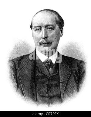 Hatzfeldt zu Trachenberg, Paul Graf von, 8.10.1831 - 22.11.1901, deutscher Diplomat, Staatsgeheimnis im Auswärtigen Amt 1882 - 1885, Porträt, Holzgravur, 1884-5, Stockfoto