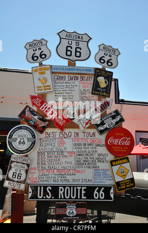 Kreuzer Cafe 66 Menü in Williams, Arizona (alte Route 66 Stadt) Stockfoto