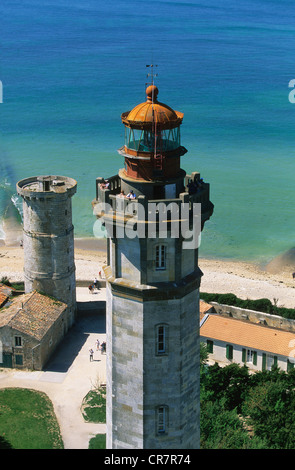 Frankreich, Charente Maritime, Ile de Ré, Leuchtturm Wal (Luftbild) Stockfoto