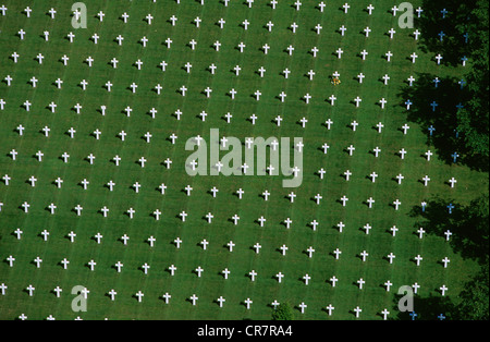 Frankreich, Calvados, Colleville Sur Mer, Omaha Beach, Landung, amerikanischer Friedhof (Luftbild) Stockfoto