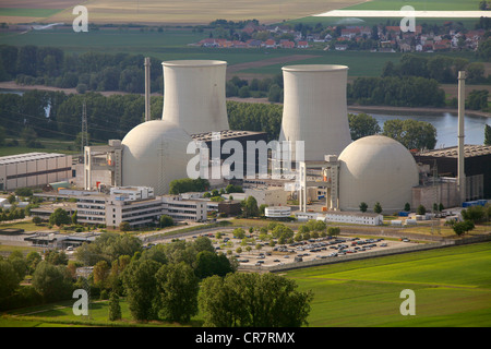 Luftaufnahme, Kernkraftwerk Biblis, Hessen, Deutschland, Europa Stockfoto