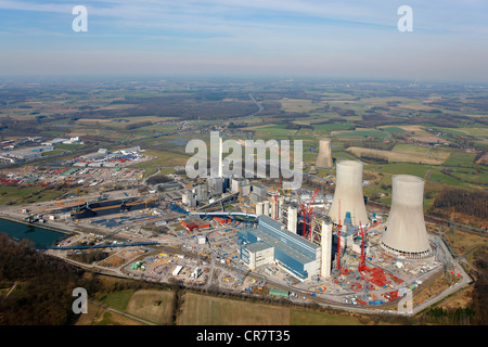 Luftbild, Kraftwerk Kraftwerk Westfalen, Kohle-Kraftwerk von RWE Power, ehemaligen Kernkraftwerk THTR, Hamm Stockfoto