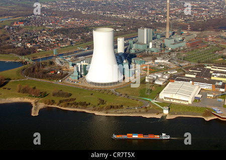 Luftaufnahme, Kohle Kraftwerk Walsum, Evonik STEAG-Kraftwerk, Rhein, Region Ruhrgebiet, Nordrhein Westfalen Stockfoto