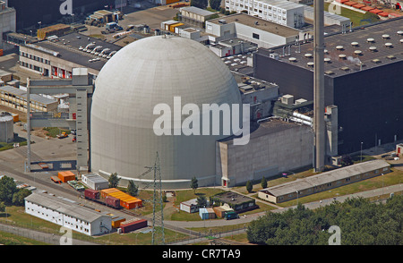 Luftaufnahme, Kernkraftwerk Biblis, Rhein, Biblis, Hessen, Deutschland, Europa Stockfoto