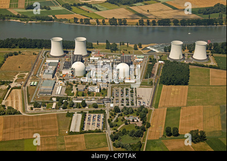 Luftbild, Kernkraftwerk Biblis Block A und B, Rhein, Biblis, Hessen, Deutschland, Europa Stockfoto