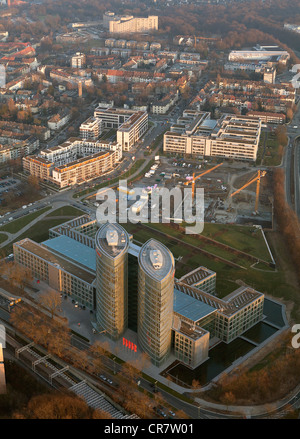 Antenne zu sehen, EON Ruhrgas Hauptverwaltung, Gruga, Essen, Ruhrgebiet Region, North Rhine-Westphalia, Deutschland, Europa Stockfoto