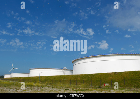 Öl Lagertanks, Öl im Hafen von Rotterdam, Holland, Niederlande, Europa Stockfoto