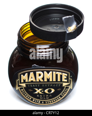 Glas mit Marmite X.O extra alt gereift Hefeextrakt Stockfoto