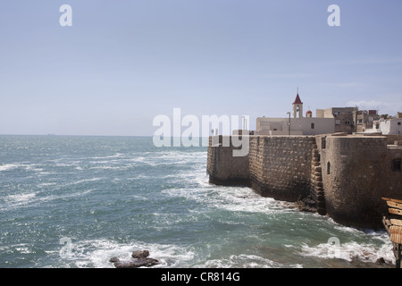 Festung und die 1737 Franziskaner Kirche des Hl. Johannes auf der Südseite der Altstadt von Akko, Israel Stockfoto