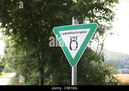 Naturschutzgebiet, Schilder, Weserbergland Region, Deutschland, Europa Stockfoto